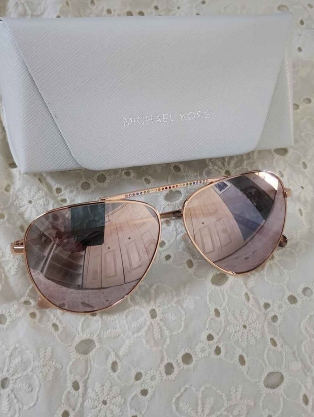 Michael Kors Aviator Sunglasses With Rhinestones